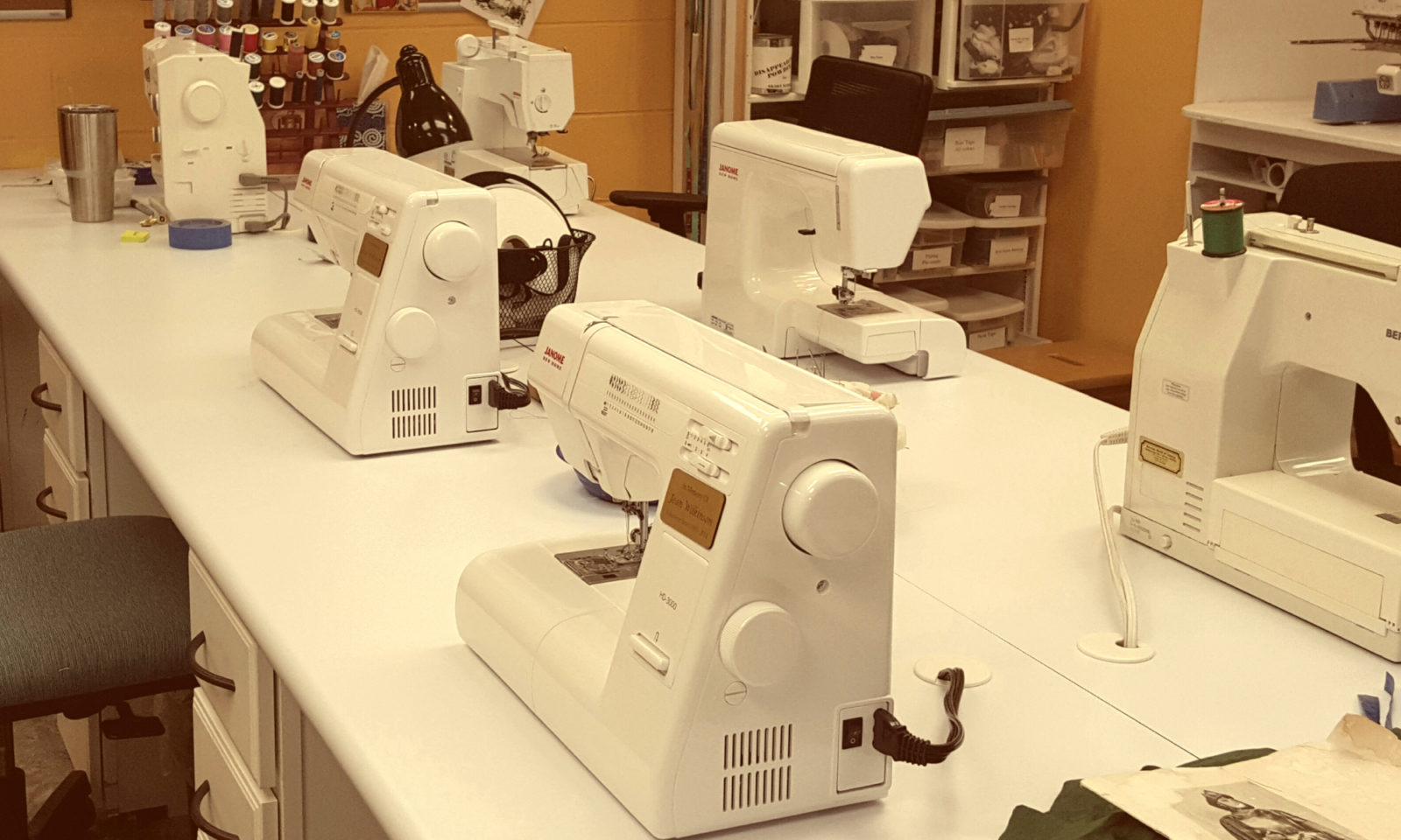 Sewing machines in the RLT costume shop Raleigh Little Theatre