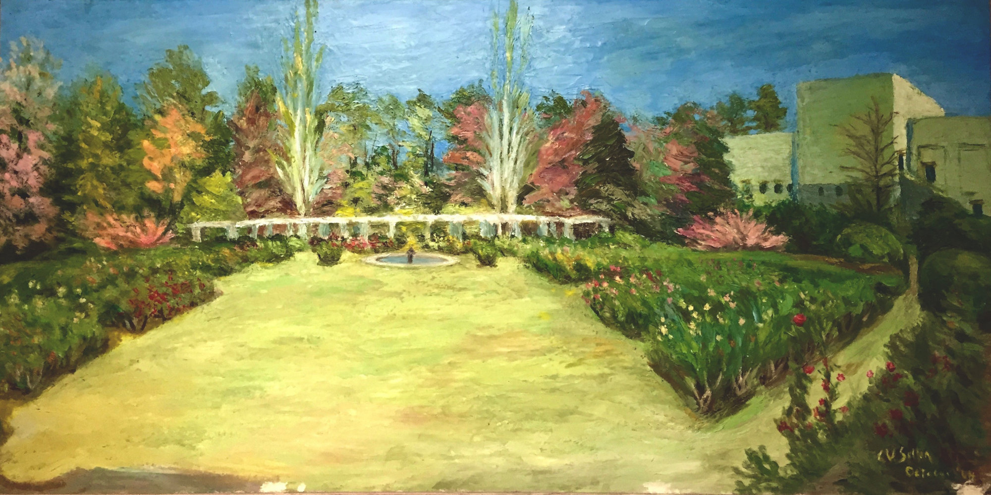 Painting of The Raleigh Rose Garden by Cantey Venable Sutton
