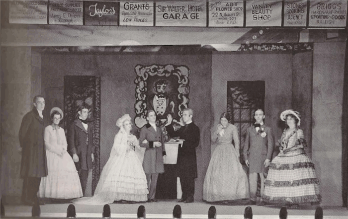 Production photo from Raleigh Little Theatre's first production, The Drunkard, 1936