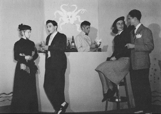 Partial cast of Outward Bound (1940), the first production presented in Raleigh Little Theatre's new building.