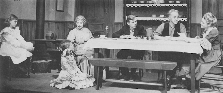 I Remember Mama (1946) featured, left to right, Peggy Holt. Jean Lamoureau, Anne Granger, Jim Skeeter, Paul Peach and Anne Arendell. Click the image for a larger version.