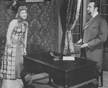 Baker Wynne in a scene from Angel Street (1946-1947) with an unidentified actress.