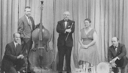 Among those who performed regularly in pit orchestras during the 1960s were (left to right): Jerry Grundhoffer, Don Adcock, Richard Southwick, Allene 'Peaches' Lynn and Dave Moffett.