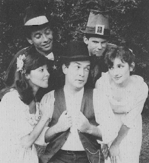 Judy Merryman, Jim Burnette, Nick Combs and Jennifer Motto gather round Rowell Gorman in Finian's Rainbow (1984-1985).