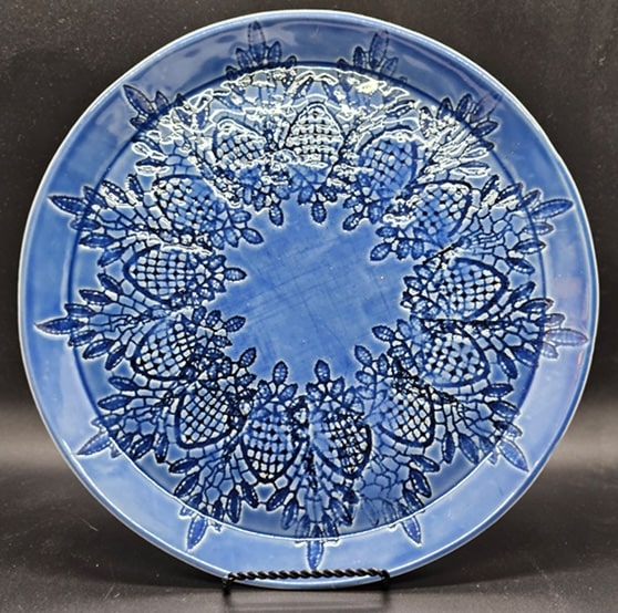 Dark Blue Lace Plate by Ann Haigler