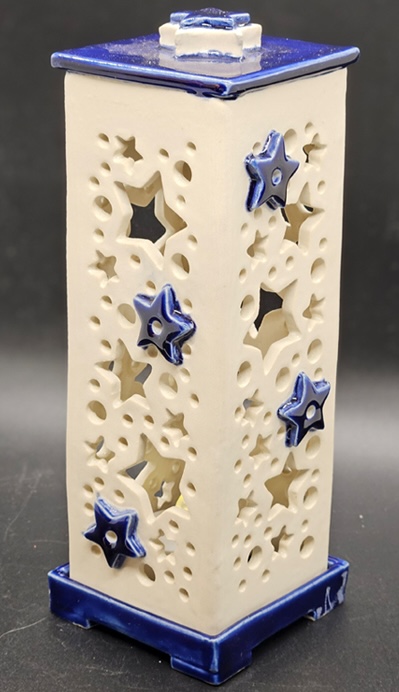 Blue Stars Square Lantern by Ann Haigler