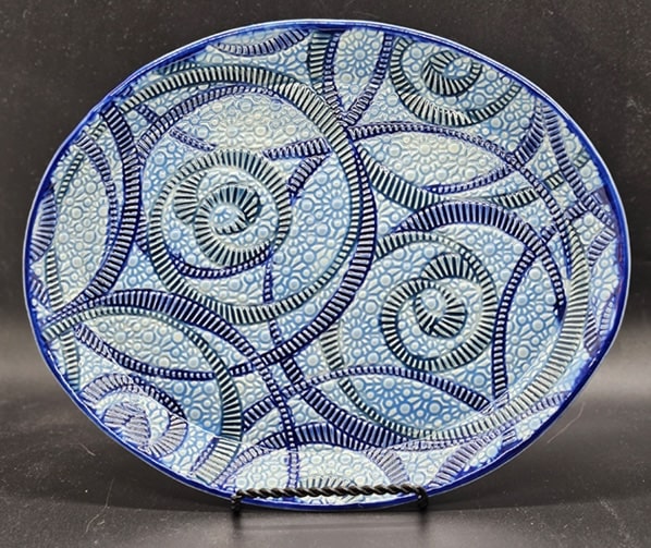 Blue Swirls Dish by Ann Haigler