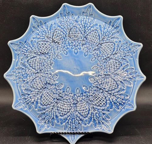 Denim Blue Lace Plate by Ann Haigler
