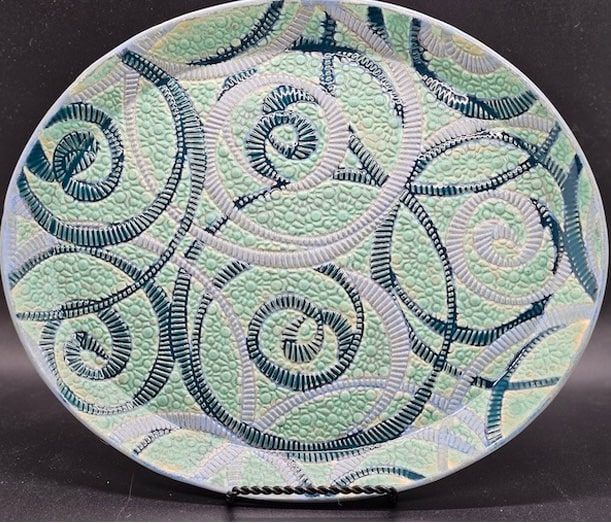 Green Swirls Dish by Ann Haigler