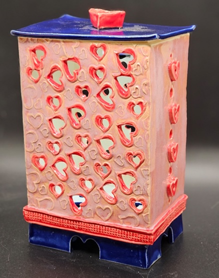 Rectangular Hearts Lantern by Ann Haigler
