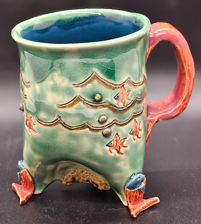 Under the Sea Fish Footed Mug by Ann Haigler