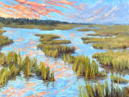 "Red Sky at Night"<br /> Oil on Linen 22" x 28"<br /> $875